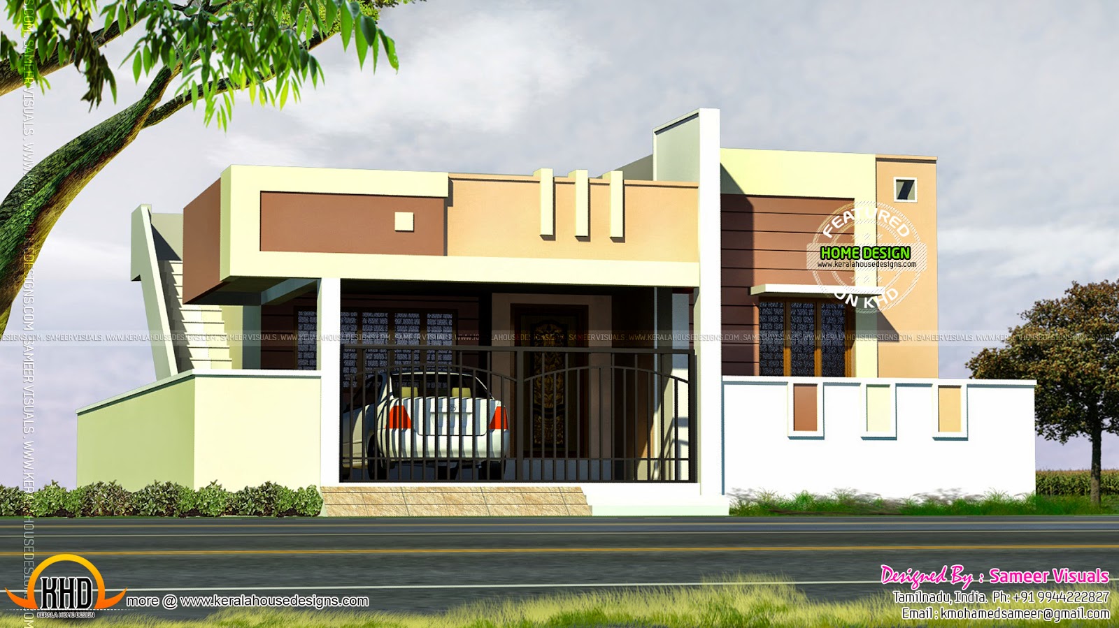 Small Tamilnadu  style  house  Kerala home  design  and floor 