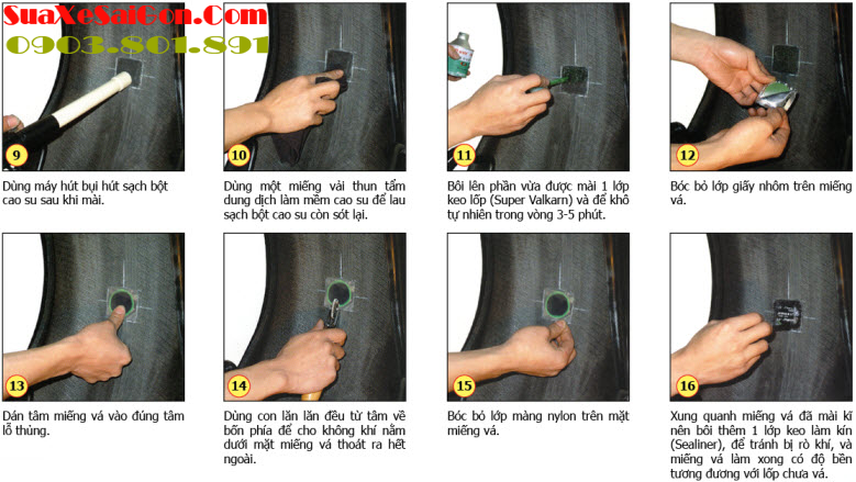 Vá Lốp không săm xe máy đúng tiêu chuẩn