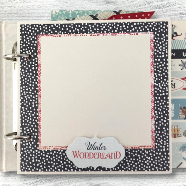 Retro Winter Fun Scrapbook Album page with snowflakes