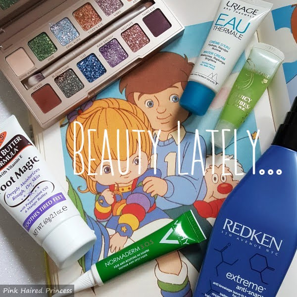 selection of beauty products flatlay with Beauty Lately text written over the top