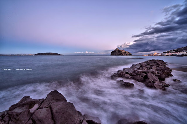 Seascape Ischitano, Spiaggia dei Pescatori, foto Ischia castello Aragonese, paesaggio marino, borgo della Mandra, Seascape, long exposure, effetto seta,