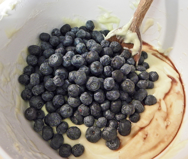 Blueberries and Vanilla Added to Batter