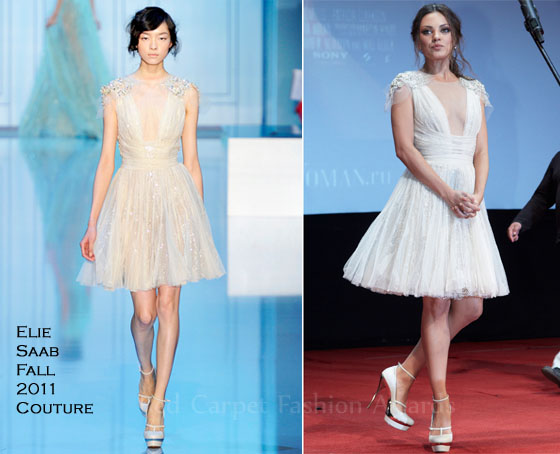 Mila Kunis In Elie Saab Couture Friends With Benefits Moscow Premiere