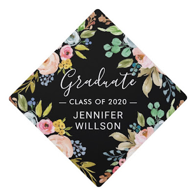  Bright Watercolor Floral | Class of 2019 Graduate Graduation Cap Topper