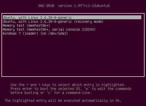 Ubuntu GRUB restore