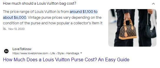 Louis Vuitton bag prices
