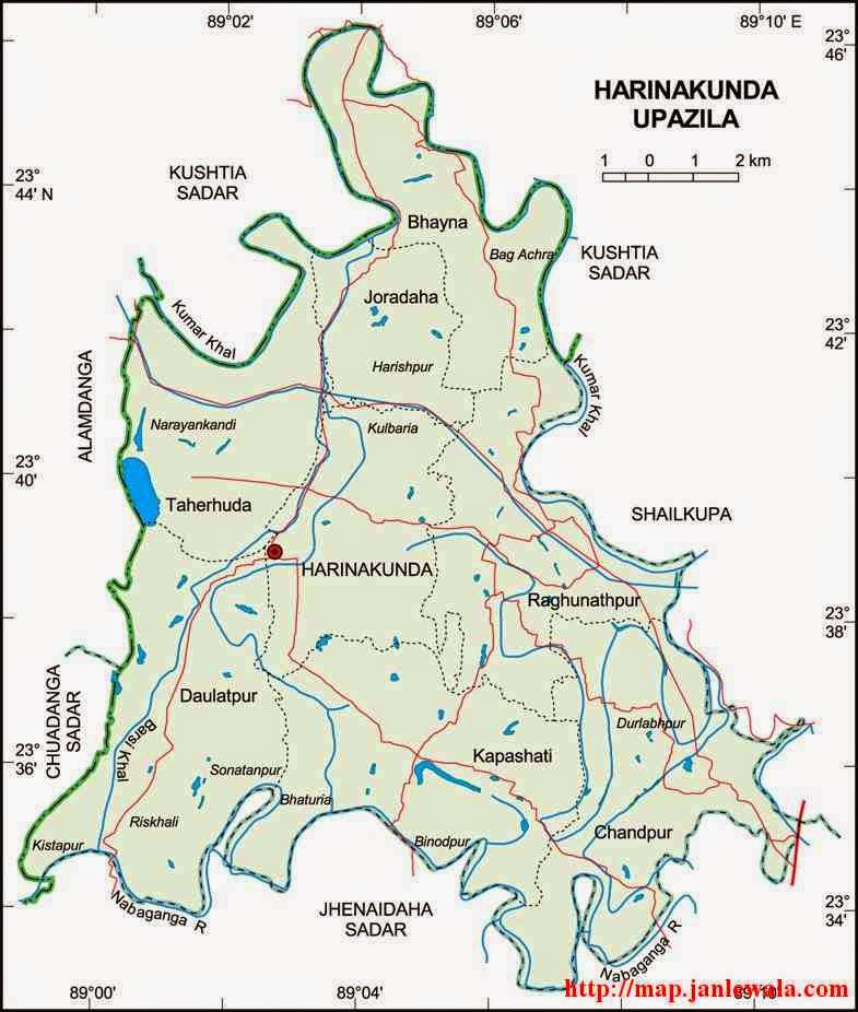 harinakunda upazila map of bangladesh