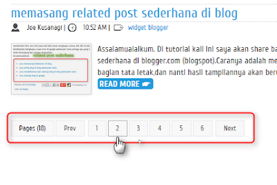 cara membuat next page button dengan angka di blog