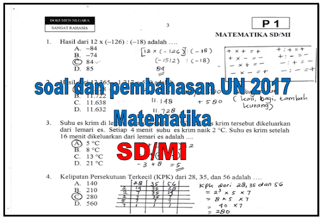 SOAL UN MATEMATIKA KELAS 6 SD/MI TAHUN 2017  GaleriKurikulum2013