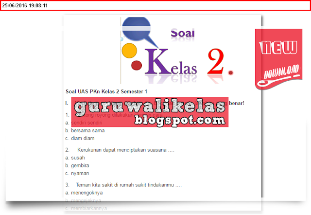 Download Soal UAS PKn Kelas 2 Semester 1 New 2016/2017