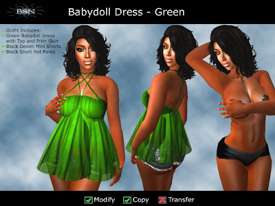 BSN Babydoll Dress - Green
