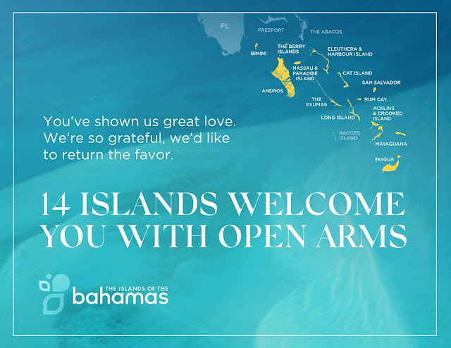 map of the Bahamas with islands open