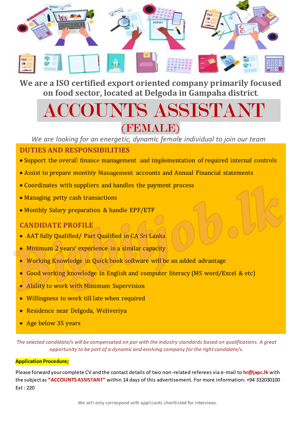 Accounts Assistant Job Vacancy at Joint Agri Products Ceylon (Pvt) Ltd 2023, JOINT AGRI PRODUCTS CEYLON (PVT) LTD VACANCY 2023