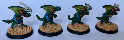 Converted Blood Bowl Lizardmen Fourth Edition Skinks Painted right