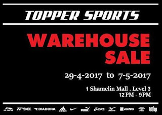 Topper Sports Warehouse Sale at 1 Shamelin Mall (29 April - 7 May 2017)