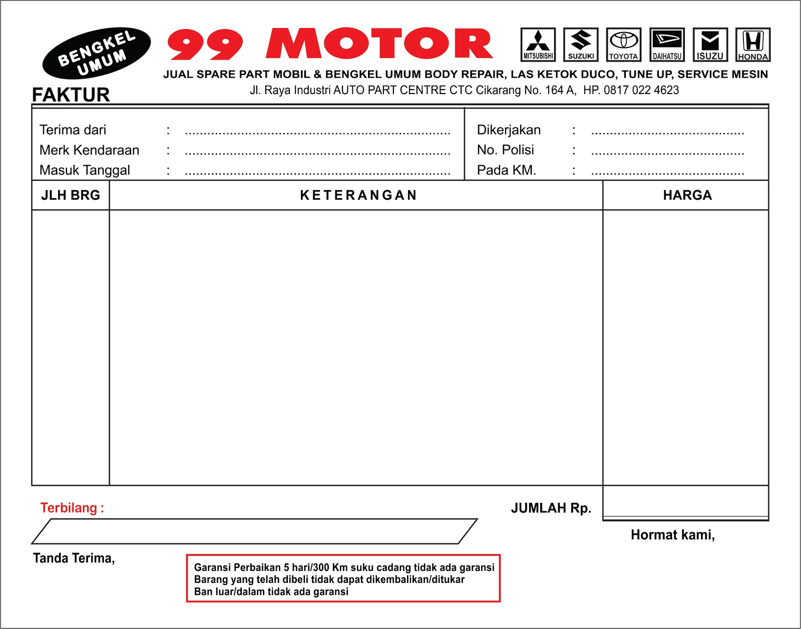 Contoh Surat Pengiriman Barang Beserta Faktur