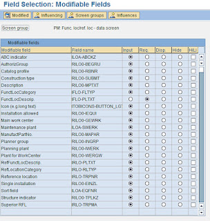 Define Field Selection for Data Screen for Reference Functional Locations