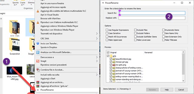 rinominare i file di una cartella con powertoy