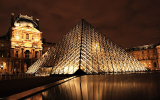 Paris Louvre Pyramid Night View HD Cityscape Wallpaper