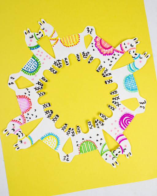 How to cut super adorable llama snowflakes- such a fun and cute winter kids craft