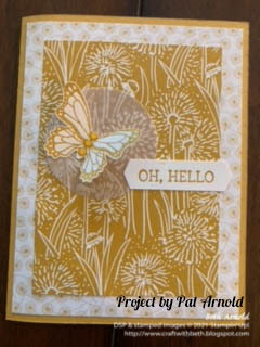 Craft with Beth: Stampin' Up! Second Sunday Sketches 025 card sketch challenge with measurements Pat Arnold butterfly gala duet butterfly punch hello card