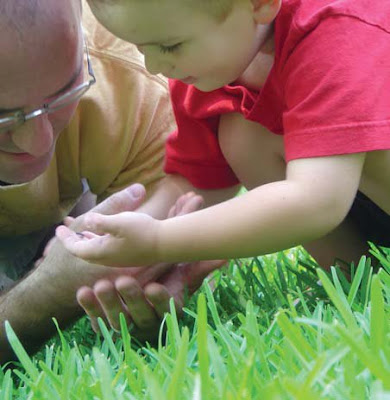 NAMC montessori method importance of toddler parent interaction dad and son in grass