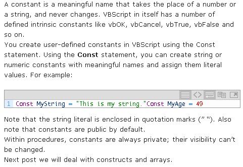 Constants in VBScript