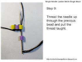 Click the image to view the single needle ladder stitch beading tutorial step 9 image larger.