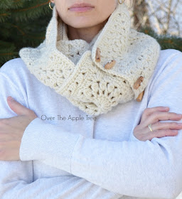 Neutral Granny Square Scarf by Over The Apple Tree