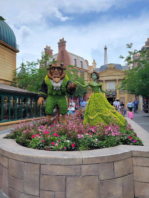 Beauty and the Beast Epcot Flower and Garden Festival Topiaries in the France Pavilion