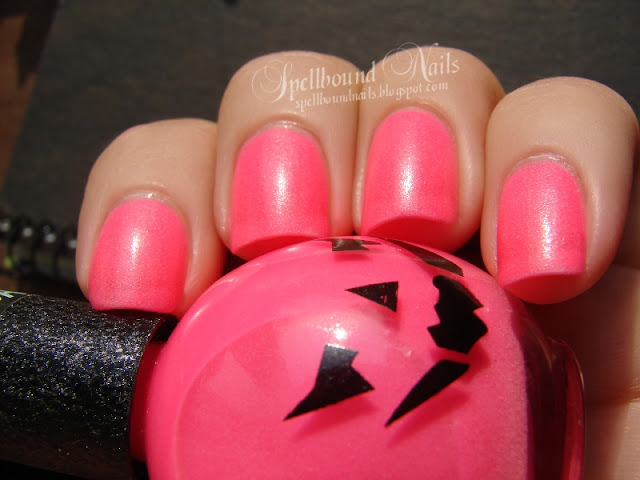 nails nailart nail art mani manicure Spellbound neon pink glow in the dark Pumpkin Halloween October color swatch