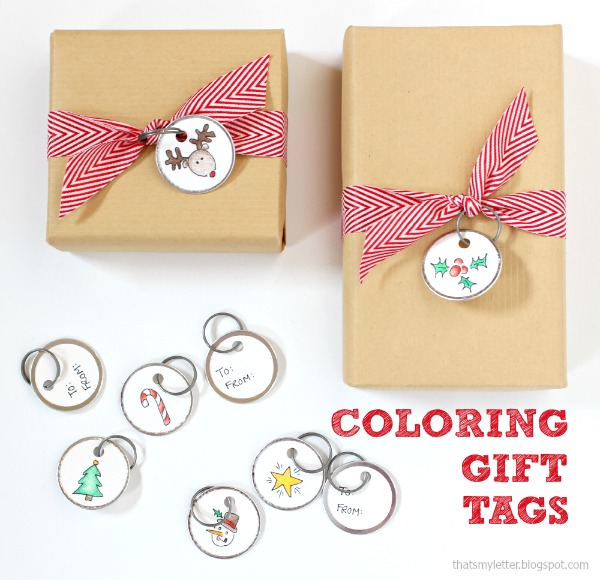 coloring gift tags