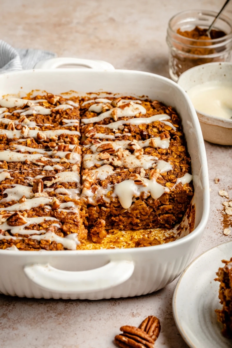 Pumpkin Pie Baked Oatmeal - Biblically clean breakfast recipes | Land of Honey