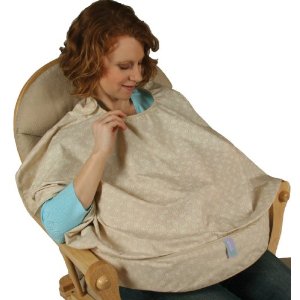 Leachco Mother Cover Nursing Pillow With Cover-Up, Beige/White