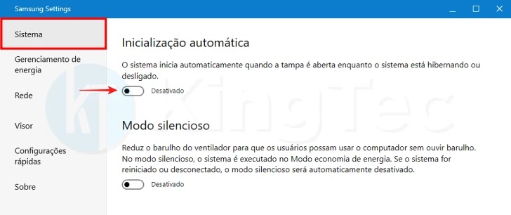 Desabilitando início automático em notebooks Samsung