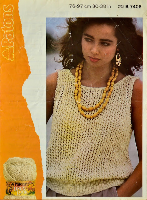 Vintage 1980s Knitting Pattern - Patons Pattern 7406 Ladies' Vest Top