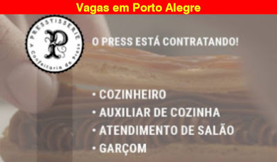 Grupo Press abre vagas para Cozinheiro, Aux. Cozinha, Garçons e Atendente de Balcão em Porto Alegre
