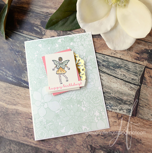 Birthday Card, Fairy Celebration, Fancy Friday, Succulent Garden DSP, Stampin' Up!, Papercraft by Jennifer Frost