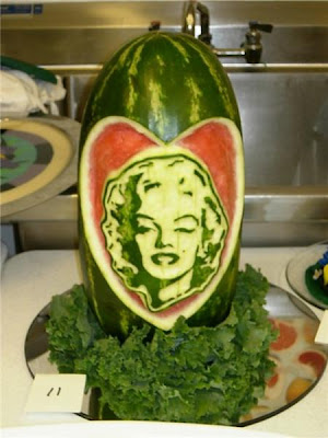 Watermelon carving art - seen at curiousphotos.blogspot.com