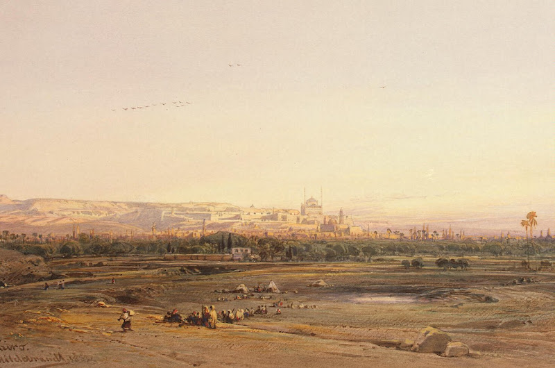 View of Cairo by Eduard Hildebrandt - Landscape Drawings from Hermitage Museum