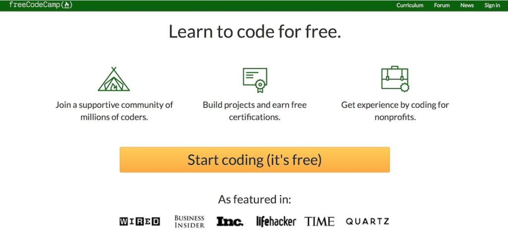 Free Code Camp free online courses with certificates