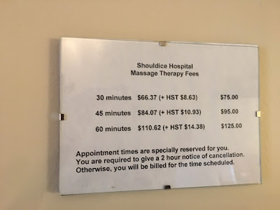 Shouldice Hospital – Massage Therapy Fees