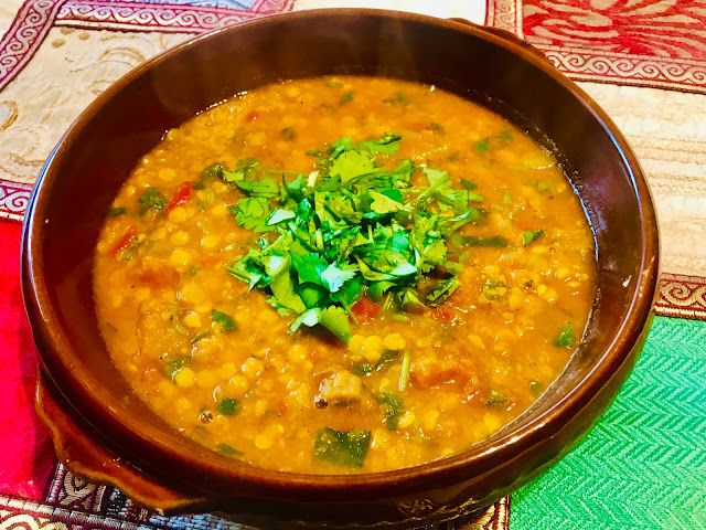 Tadka Dal - yellow lentils and tomatoes with Indian spices