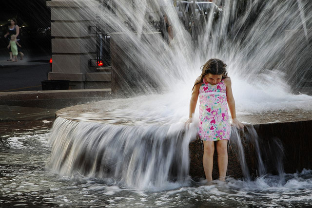 Girl at the Fountain across from Vendu in Charleston