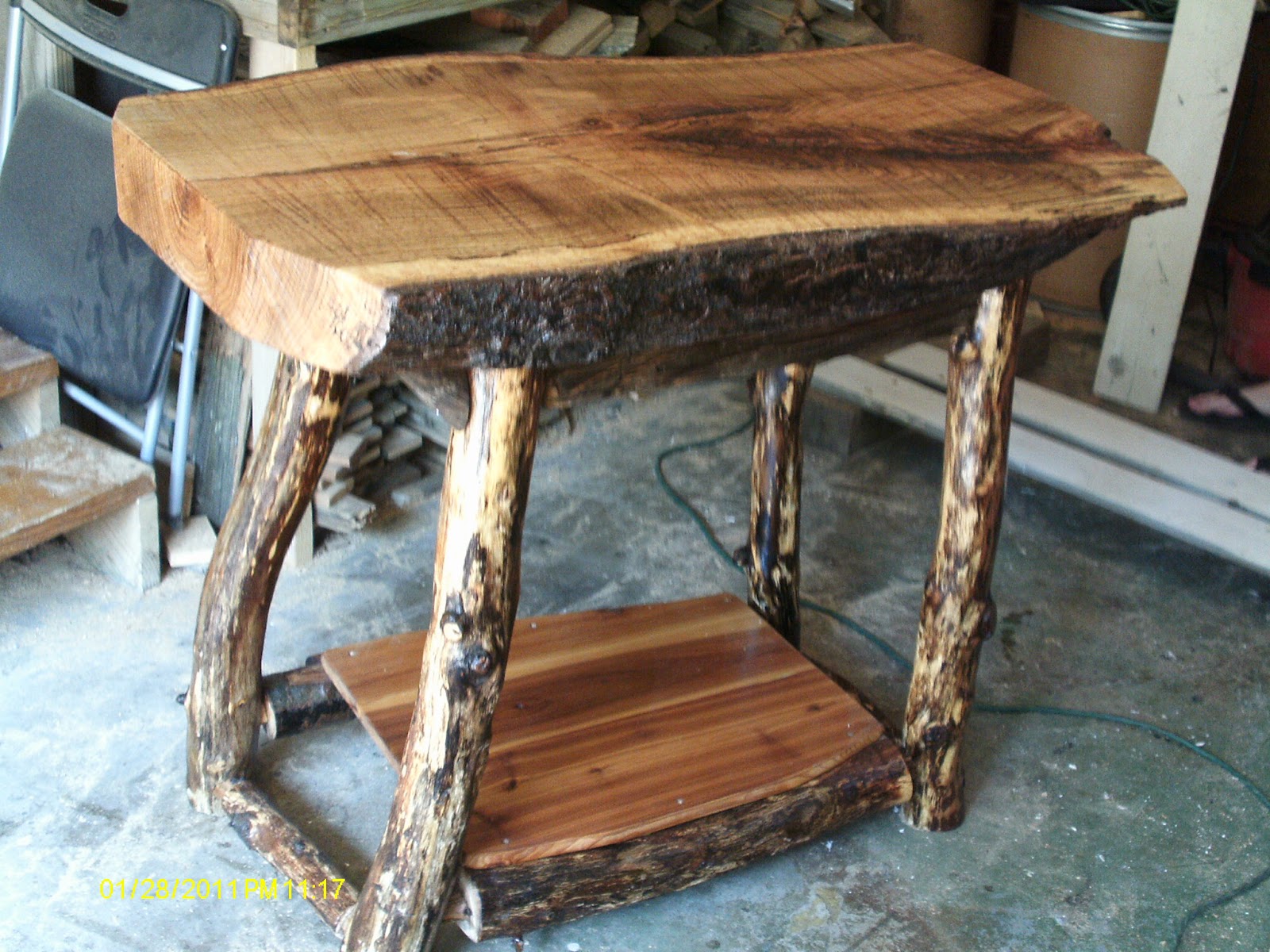 Handmade Rustic & Log Furniture: Oak Log Kitchen Island