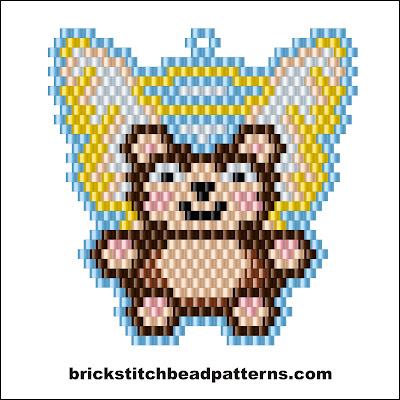 Click for a larger image of the Angel Christmas Teddy Bear brick stitch bead pattern color chart.