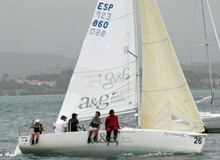 J/80 sailing off Santander Bay, Spain