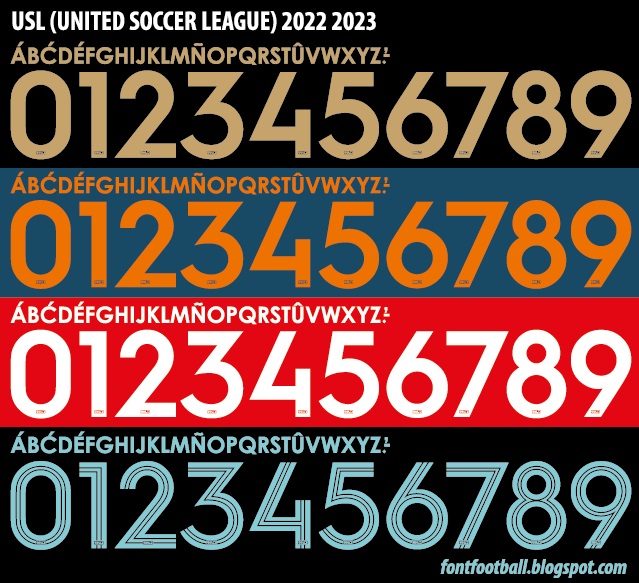 font vector team 2022 - 2023 kit sport style font. manchester football  style font. premier league. sports style letters and numbers for soccer  team Stock Vector