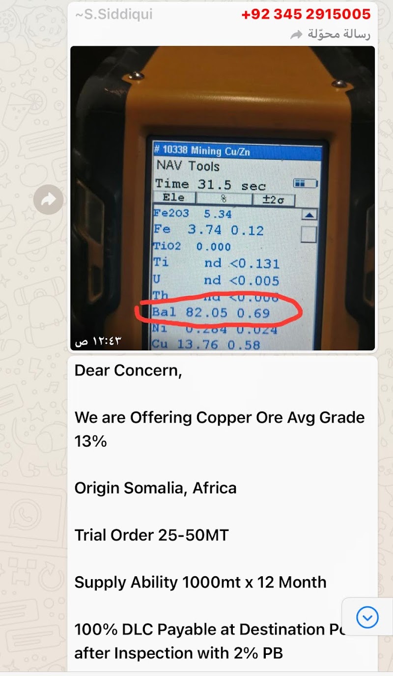 We are Offering Copper Ore Avg Grade 13%