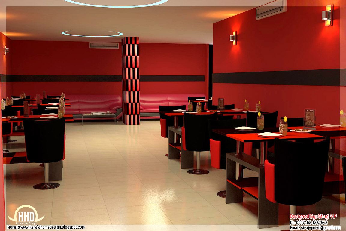 Red toned restaurant interior designs home appliance